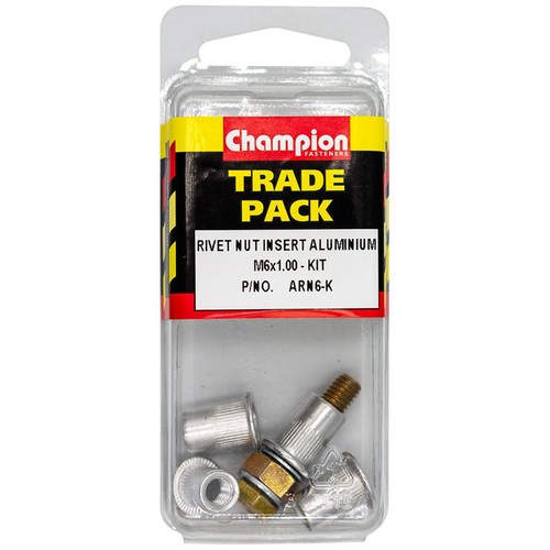 Champion Aluminium Rivet Nut Insert Kit – M6 x 1.00 Hardware