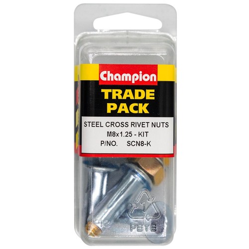 Champion Steel Cross Rivet Nut Kit – M8 x 1.25 Hardware