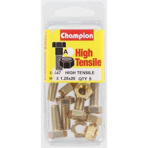 Champion High Tensile Hex Set Screws and Nuts – M8 x 20mm – Grade 8.8 - BM47