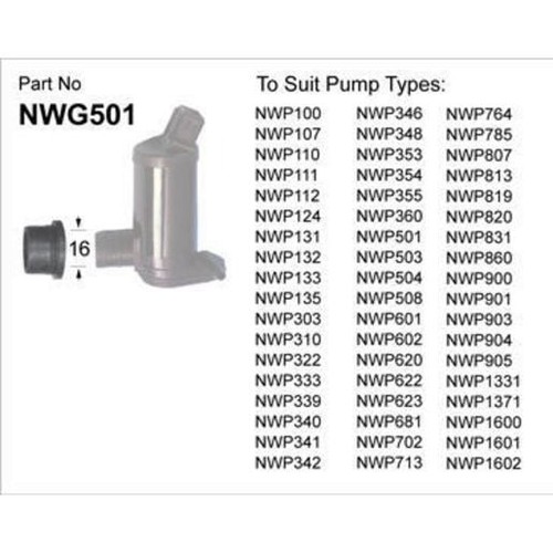 Nice Products Windscreen Washer Pump-Bottle Grommet - NWG501