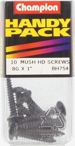 Champion Black Mushroom Head Phillips Self Tapping Screw – 4.2mm x 25mm - BH754