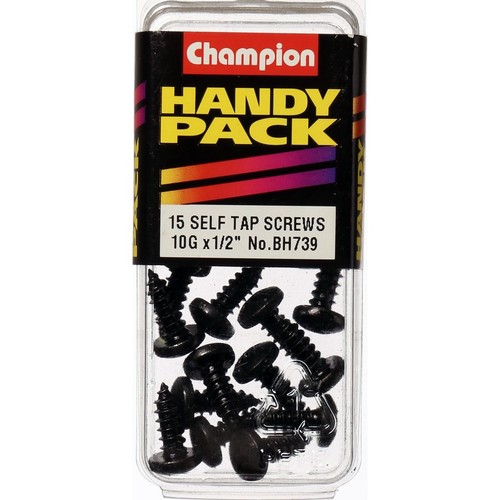 Champion Black Pan Head Phillips Self-Tapping Screws – 4.8 x 13mm - BH739