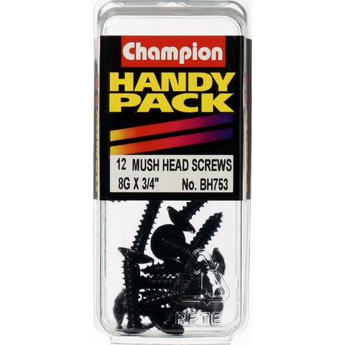 Champion Black Mushroom Head Phillips Self Tapping Screw – 4.2mm x 19mm - BH753