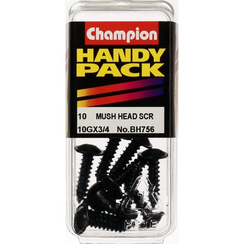 Champion Black Mushroom Head Phillips Self Tapping Screw – 4.8mm x 19mm - BH756