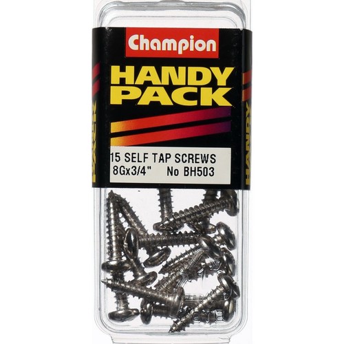 Champion Nickel Plated Pan Head Phillips Self-Tapping Screws – 4.2 x 19mm - BH50