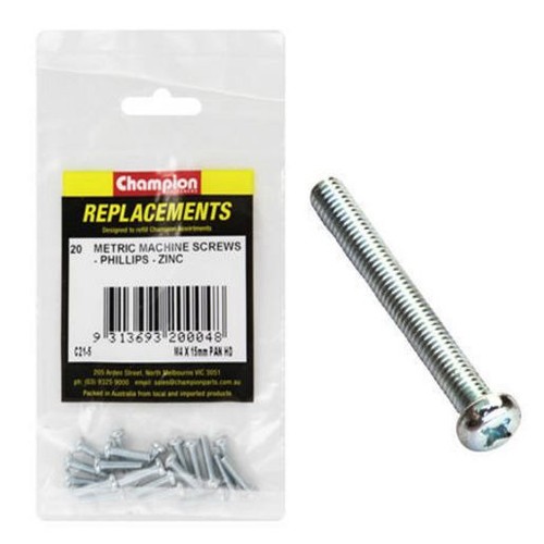 Champion Machine Screw Pan Phillips M4 x 16mm Zinc Plated Refill Pack - C21-5