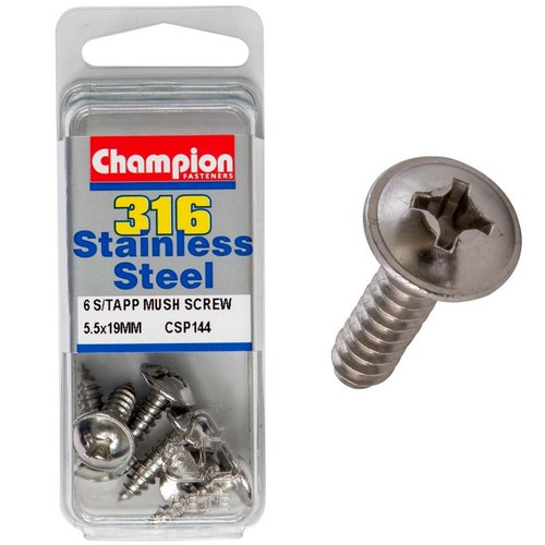 Champion Mushroom Head Self-Tapping Screws – 5.5 x 19mm Plumbing