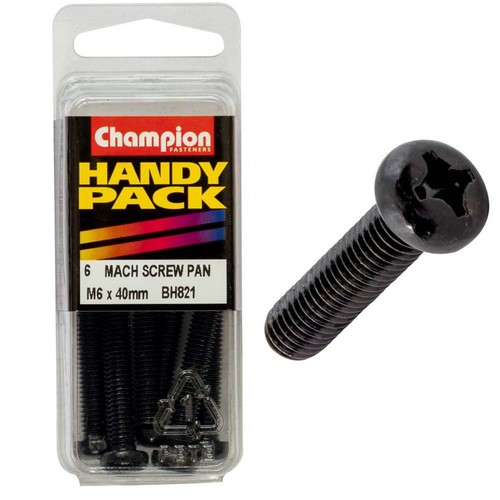 Champion Black Machine Screws – M6 x 40mm Hardware