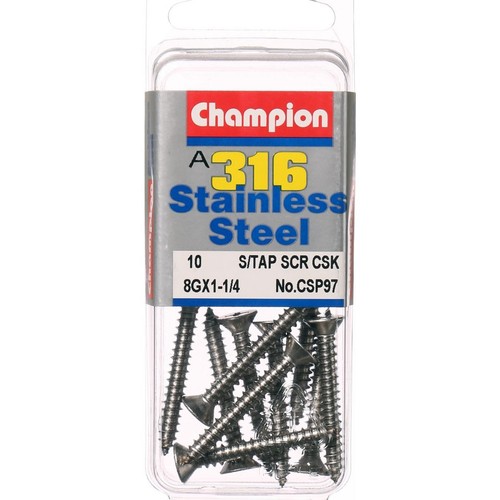 Champion 316/A4 Stainless Steel Countersunk Phillips Self Tapping Screw – 4.2mm