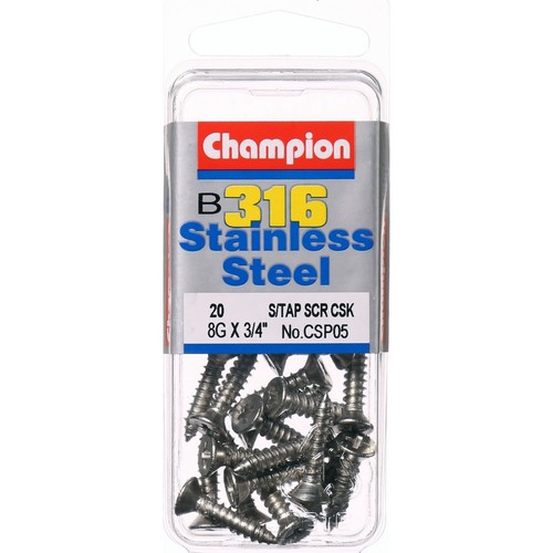 Champion 316/A4 Stainless Steel Countersunk Phillips Self Tapping Screw – 4.2mm