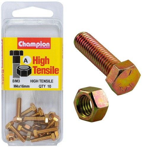 Champion High Tensile Hex Set Screw – M4 x 16mm Grade 8.8 Hardware
