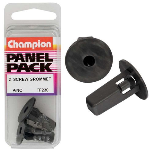 Champion Black Screw Grommet – 22mm Length, 5.5mm Screw Size, 8 x 8mm Hole, 20mm