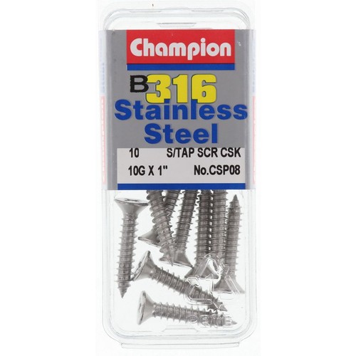 Champion 316/A4 Stainless Steel Countersunk Phillips Self Tapping Screw – 4.8mm