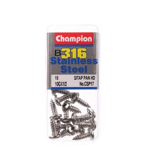 Champion 316/A4 Stainless Steel Pan Head Phillips Self Tapping Screw – 4.8mm x 1
