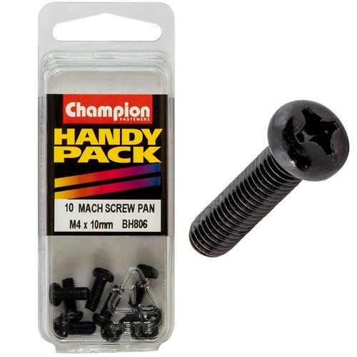 Champion Black Machine Screws – M4 x 10mm Hardware