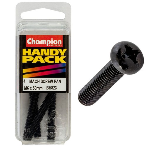 Champion Black Machine Screws – M6 x 50mm Hardware