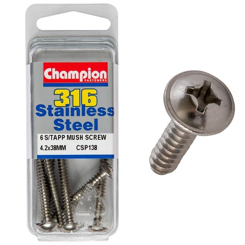 Champion Mushroom Head Self-Tapping Screws – 4.2 x 38mm Plumbing