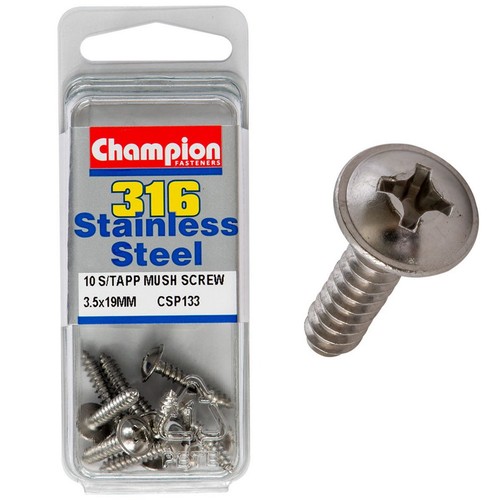 Champion Mushroom Head Self-Tapping Screws – 3.5 x 19mm Plumbing