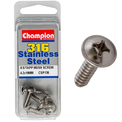 Champion Mushroom Head Self-Tapping Screws – 4.2 x 19mm Plumbing