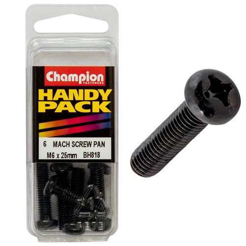 Champion Black Machine Screws – M6 x 25mm Hardware