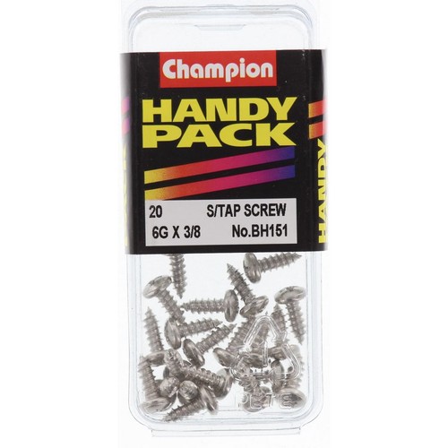 Champion Nickel Plated Pan Head Phillips Self-Tapping Screws – 3.5 x 9.5mm - BH1