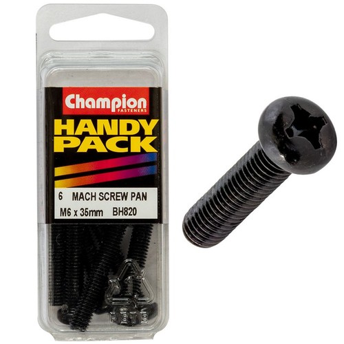 Champion Black Machine Screws – M6 x 35mm Hardware