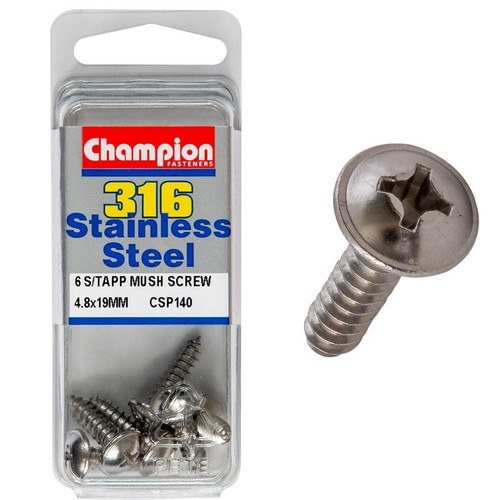 Champion Mushroom Head Self-Tapping Screws – 4.8 x 19mm Plumbing