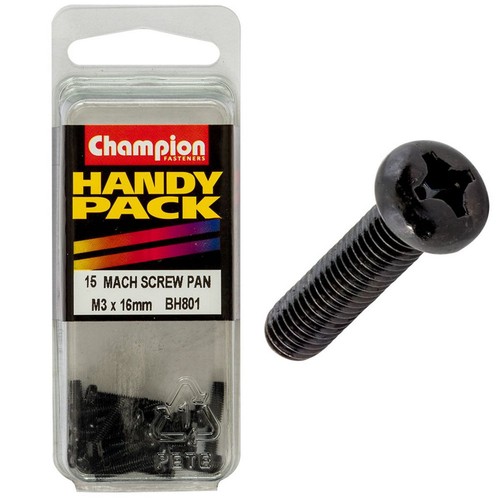 Champion Black Machine Screws – M3 x 15mm Hardware