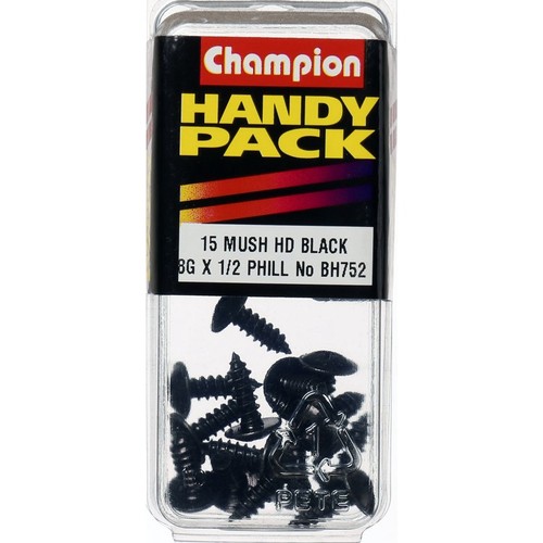 Champion Black Mushroom Head Phillips Self Tapping Screw – 4.2mm x 13mm - BH752