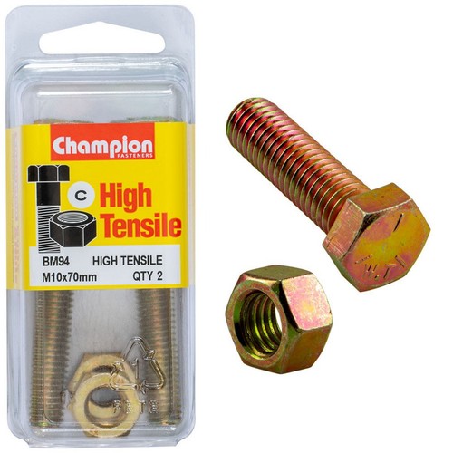 Champion High Tensile Hex Set Screw – M10 x 70mm Grade 8.8 Hardware