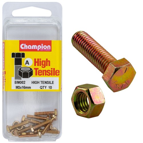 Champion High Tensile Hex Set Screw – M3 x 16mm Grade 8.8 Hardware