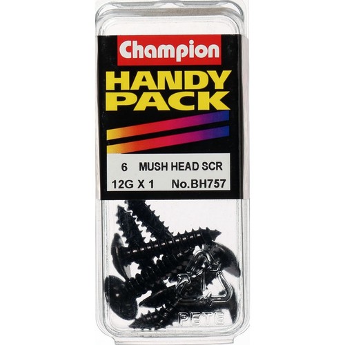 Champion Black Mushroom Head Phillips Self Tapping Screw – 5.5mm x 25mm - BH757