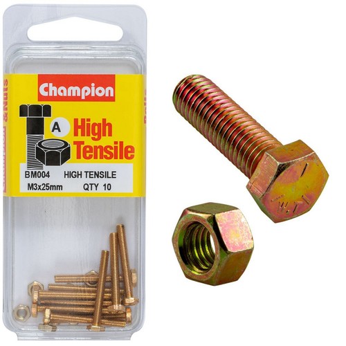 Champion High Tensile Hex Set Screw – M3 x 25mm Grade 8.8 Hardware
