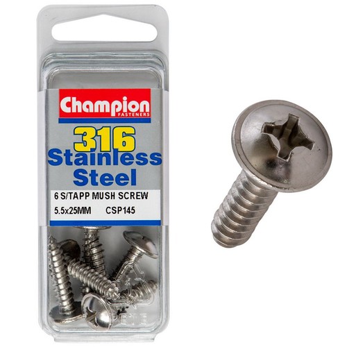 Champion Mushroom Head Self-Tapping Screws – 5.5 x 25mm Plumbing