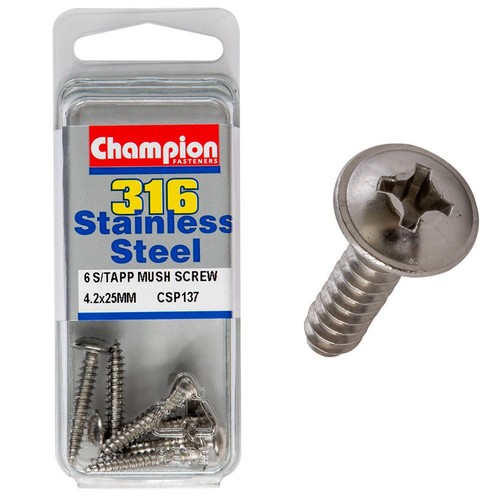 Champion Mushroom Head Self-Tapping Screws – 4.2 x 25mm Plumbing