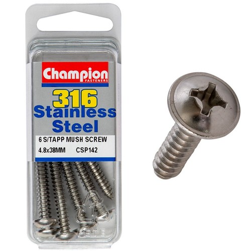 Champion Mushroom Head Self-Tapping Screws – 4.8 x 38mm Plumbing
