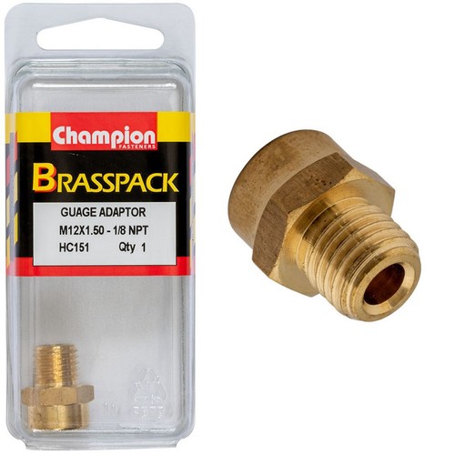 Champion Brass Gauge Adaptor – M12 x 1.50 Male to 1/8in NPT Female Car Wiring