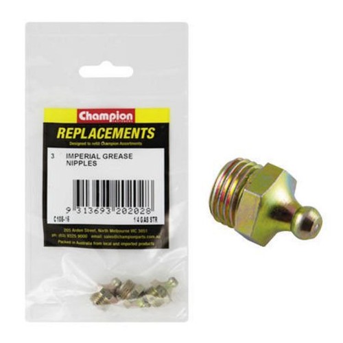 Champion Grease Nipple 1/4in BSP Straight Refill Pack - C108-16 Car Service