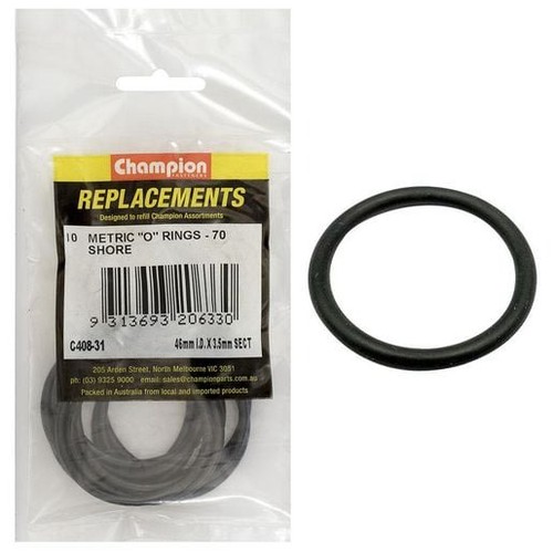 Champion O Ring Nitrile Rubber 70 Shore 46mm x 3.5mm Refill Pack - C408-31 Auto