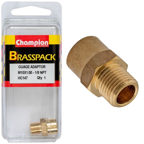 Champion Brass Gauge Adaptor – M10 x 1.00 Male to 1/8in NPT Female Car Wiring