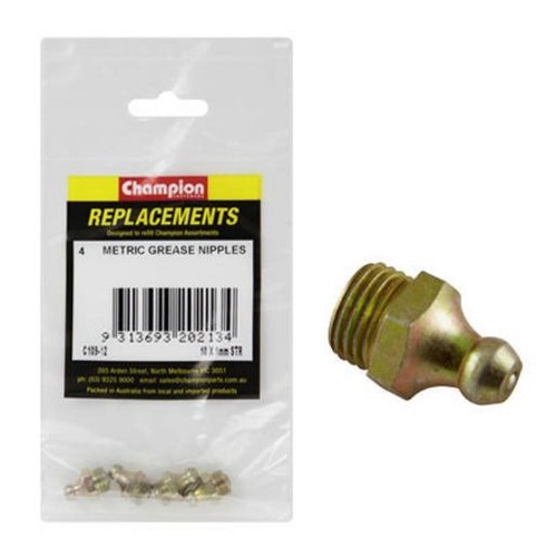 Champion M10 x 1.00mm Straight Grease Nipple - C109-12 Car Service