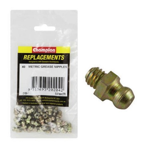 Champion M6 x 1.00mm Straight Grease Nipple - C109-1 Car Service