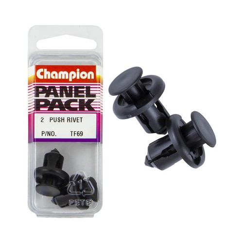 Champion Black Push Rivet – 13mm Length, 10mm Hole, 20mm Head - TF69
