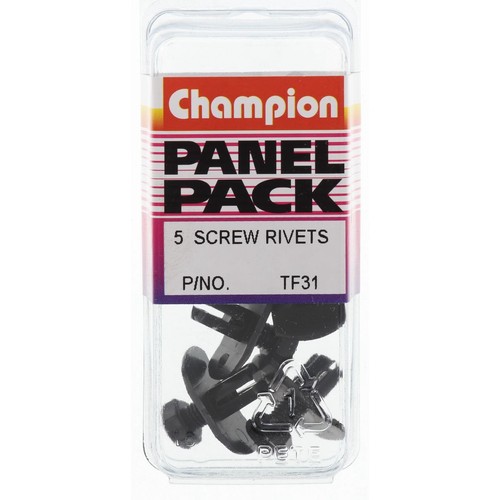 Champion Black Push Rivet – 9mm Length – 8mm Hole – 14mm x 22mm Head - TF31
