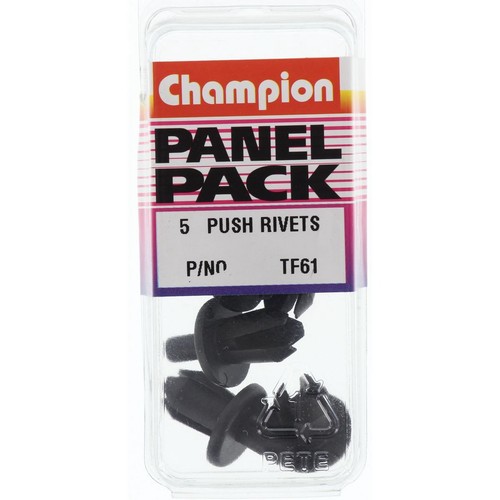 Champion Black Push Rivet – 14mm Length, 9mm Hole, 16mm Head - TF61