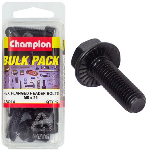 Champion Hex Flanged Header Bolts – M8 x 25mm - CBOL4