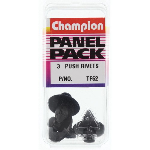 Champion Black Push Rivet – 14mm Length – 8mm Hole – 20mm Head - TF62