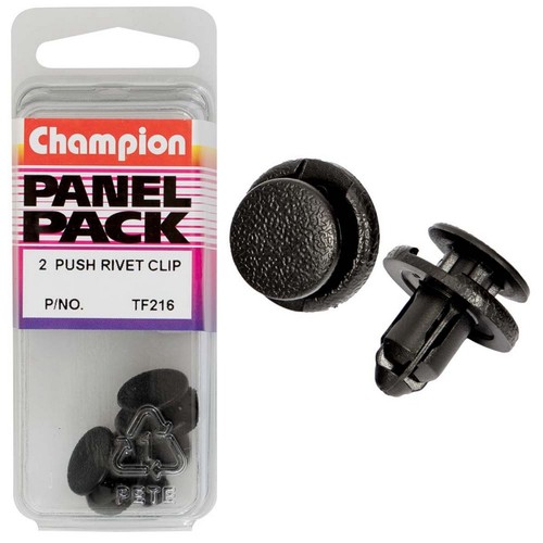 Champion Black Push Rivet – 20mm Length, 7.7mm Stem, 17.8mm Head