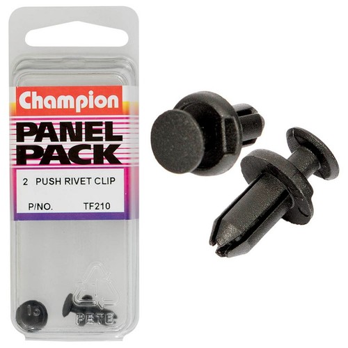 Champion Black Push Rivet – 9.8mm Length, 4.9mm Stem, 9.7mm Head