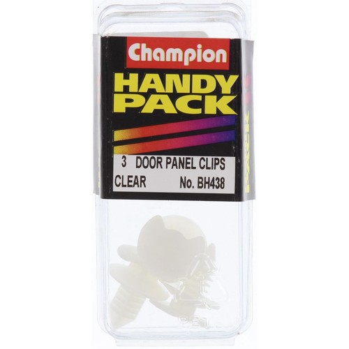 Champion Door Panel Clip Clear Len: 12mm Stem Dia: 8mm Top Head: 17.4mm Bottom H